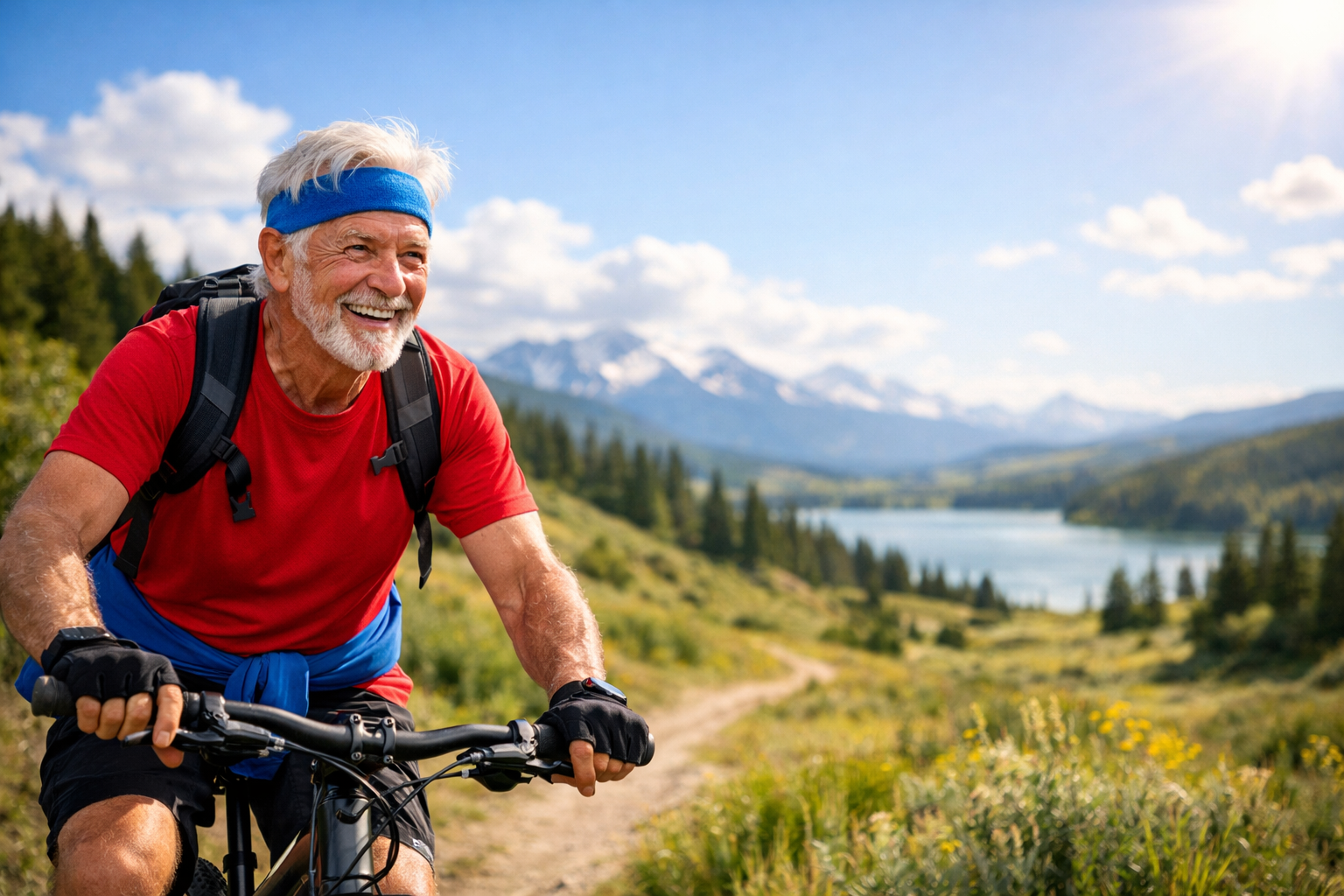 vibrant older gentleman doing something active outside  i want the main part of the image to be centred on the left 13 of the image the rest can just-1